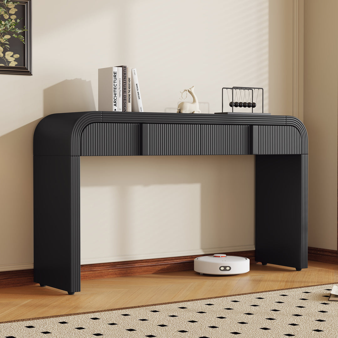 Modern Black Console Table with 2 Storage Drawers