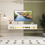 Load image into Gallery viewer, 180 Wall Mounted Floating 80&#39; TV Stand with 20 Color LEDs  and Charging Station
